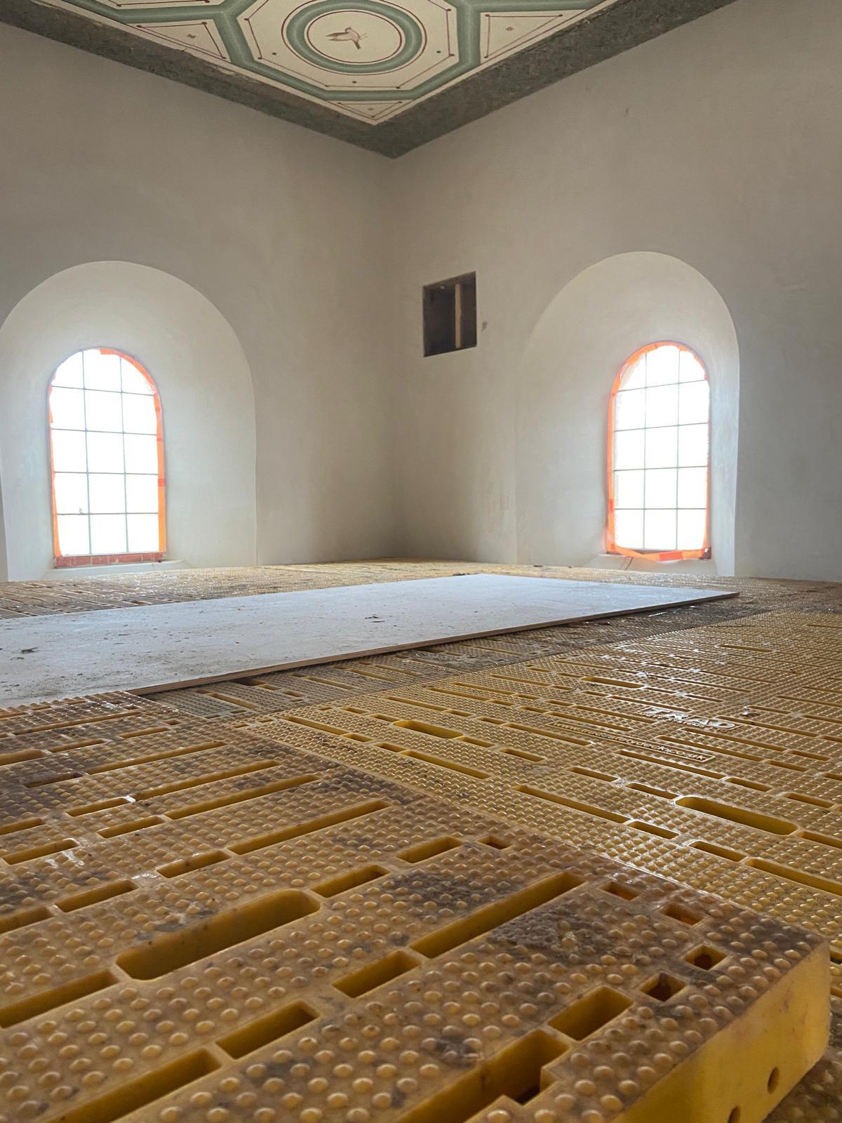 Internal image of windows and walls within Roman Villa