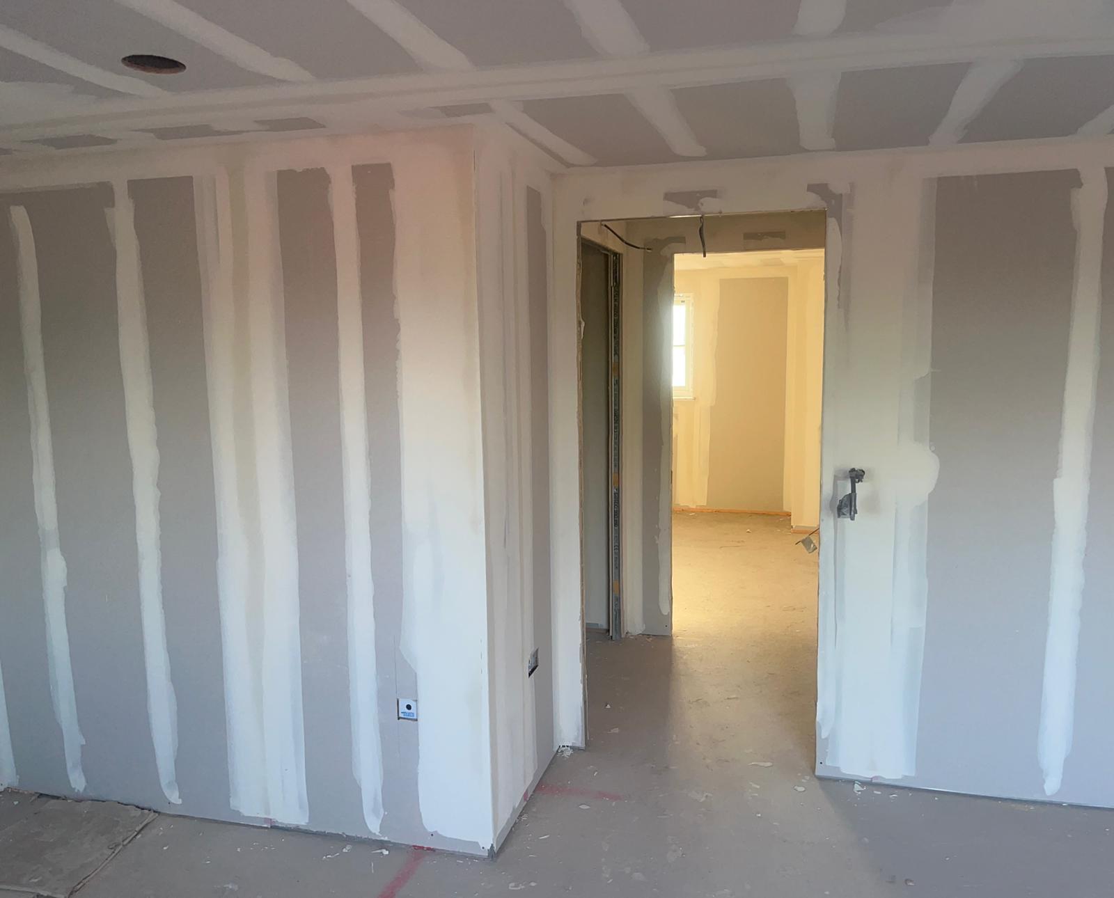 Drylining example of corridor and rooms 