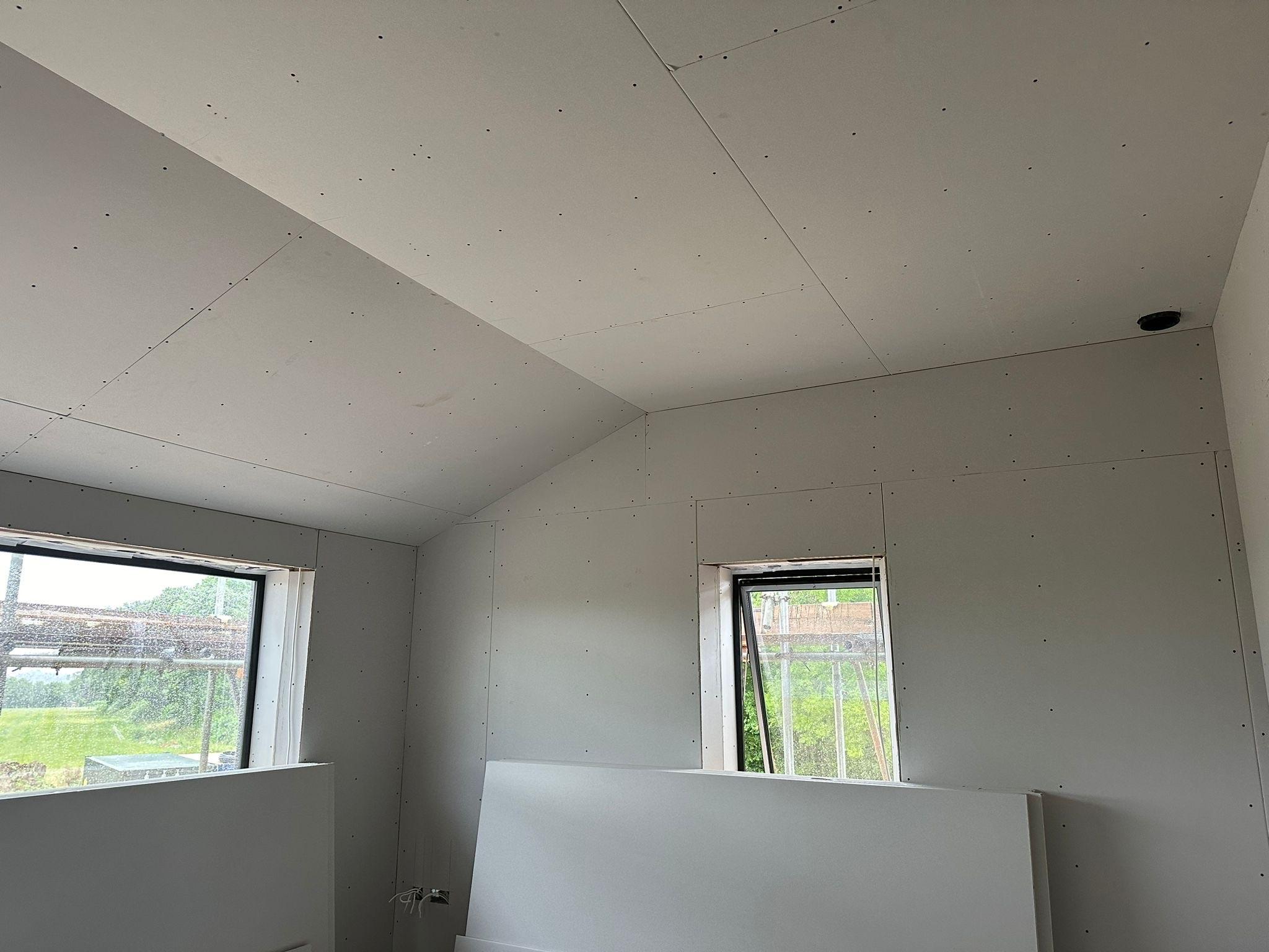 Roofline of room freshly prepped