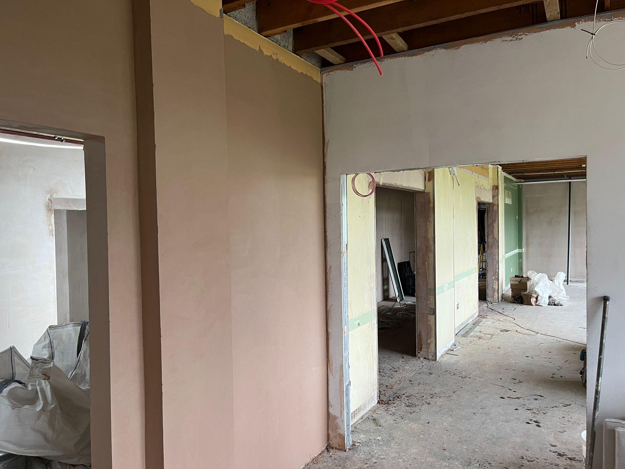 Freshly plastered corridor