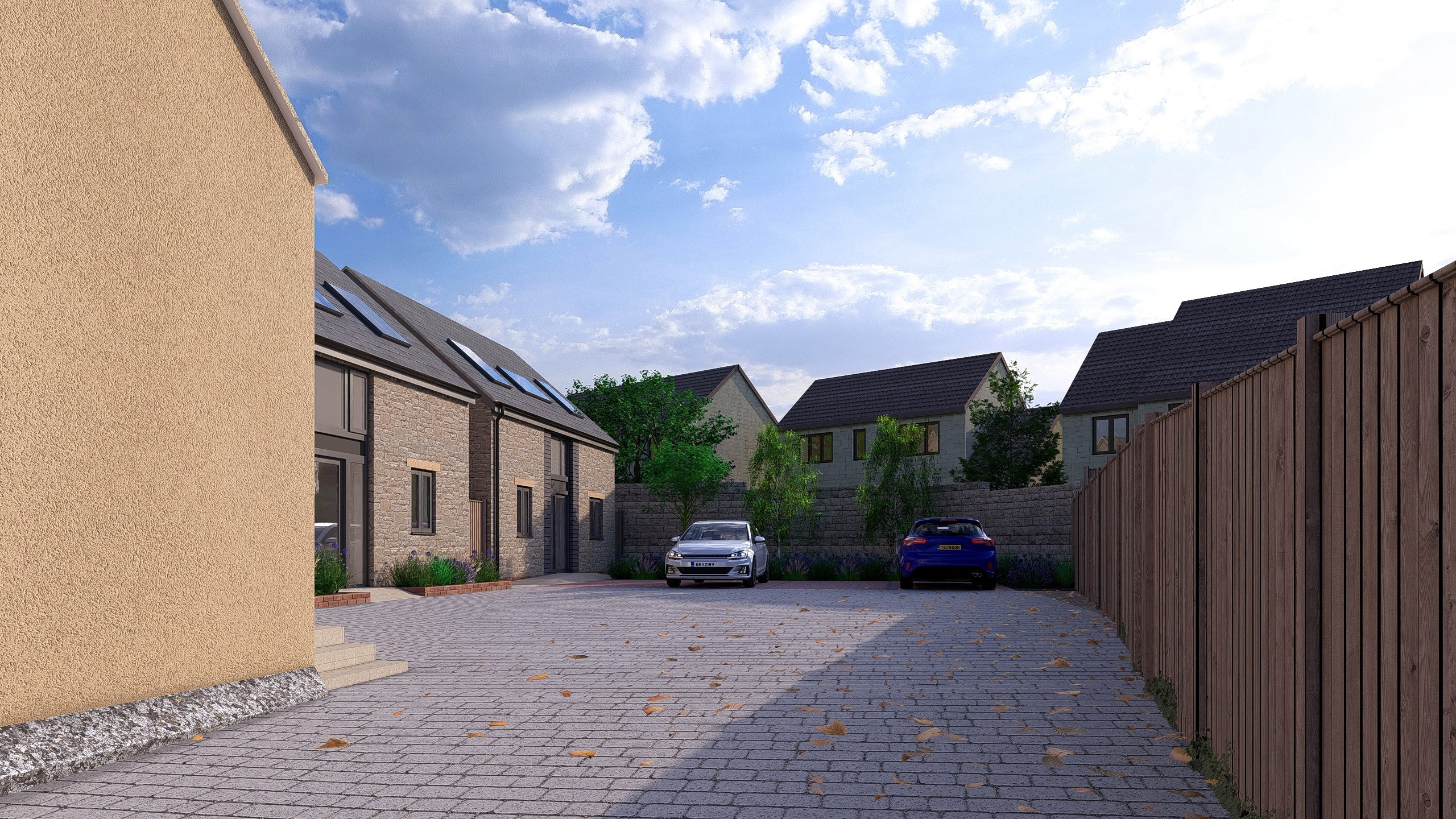 Streetview of expected driveway with houses