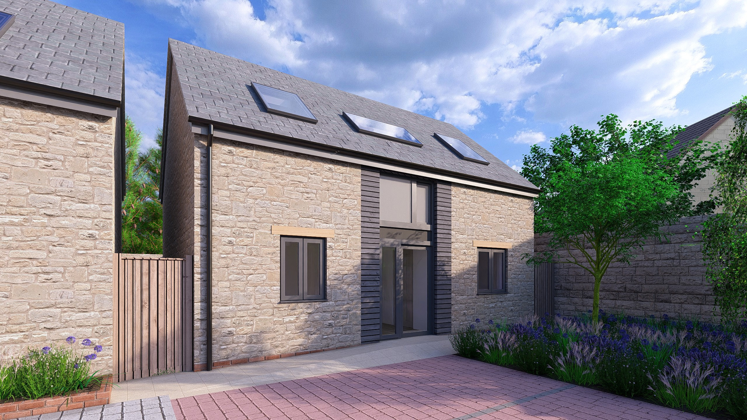CGI Rendering of two detached houses from another angle 