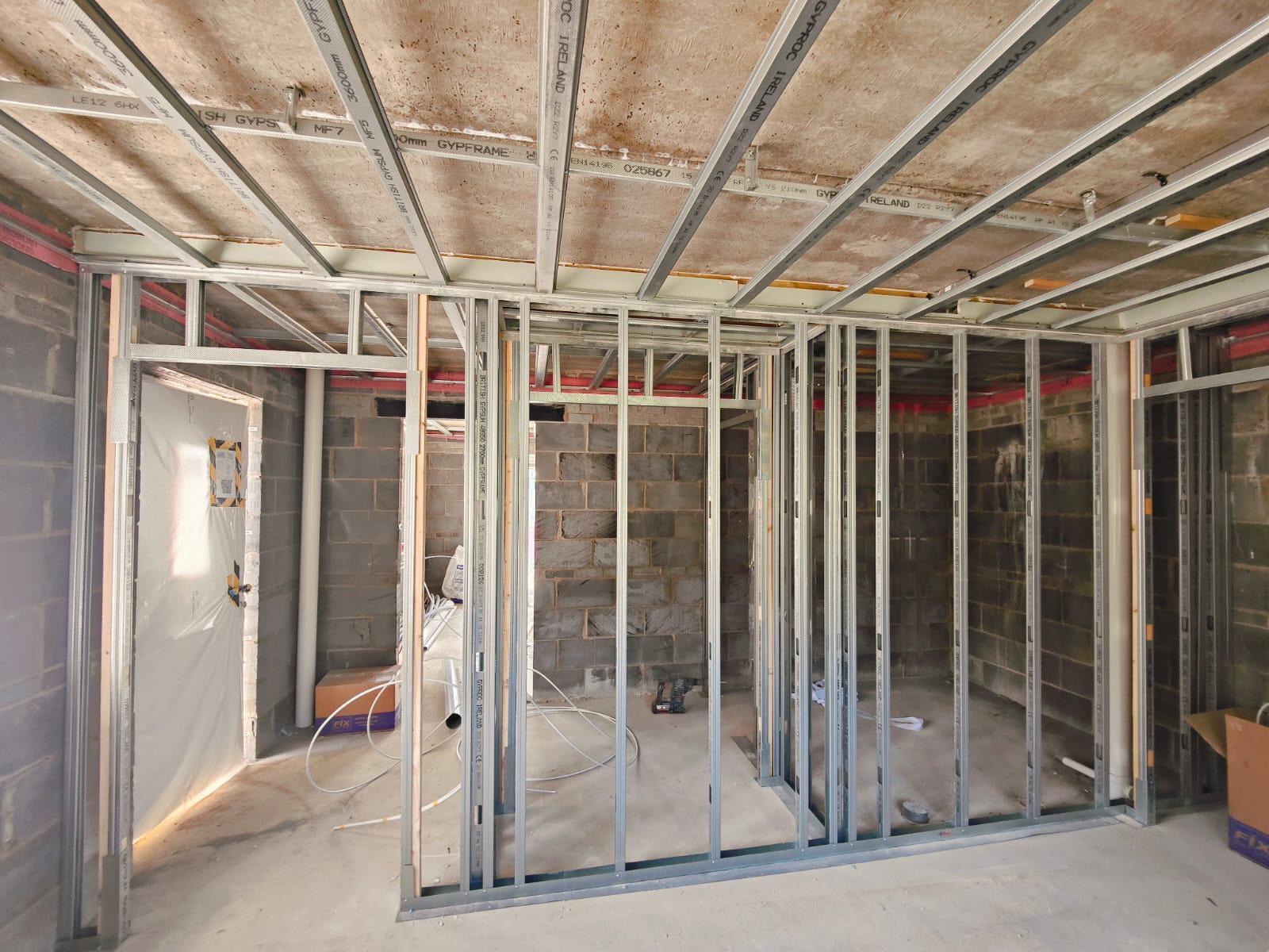 During construction image of diving space with internal walls