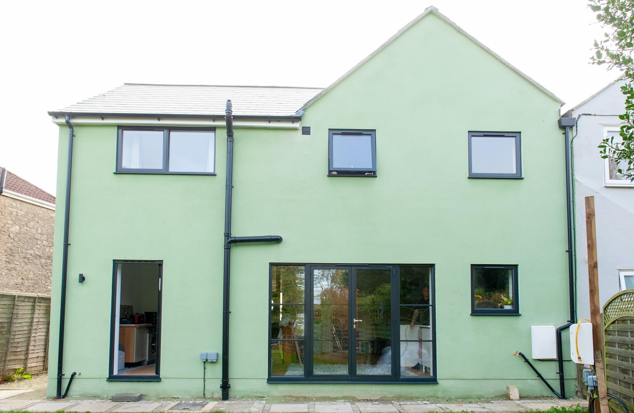 Modern green finish to rear of new build