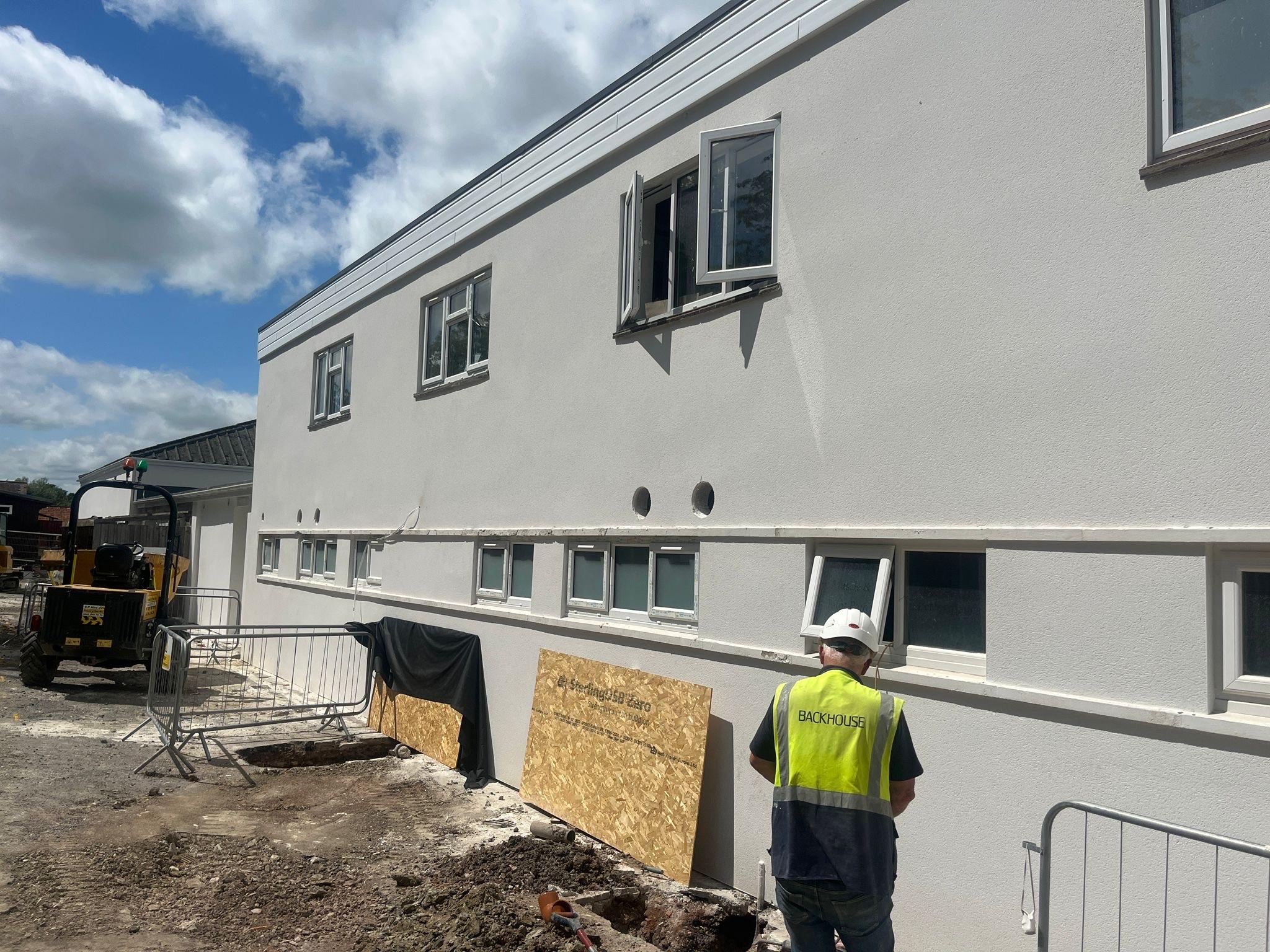 Construction work at a group of flats