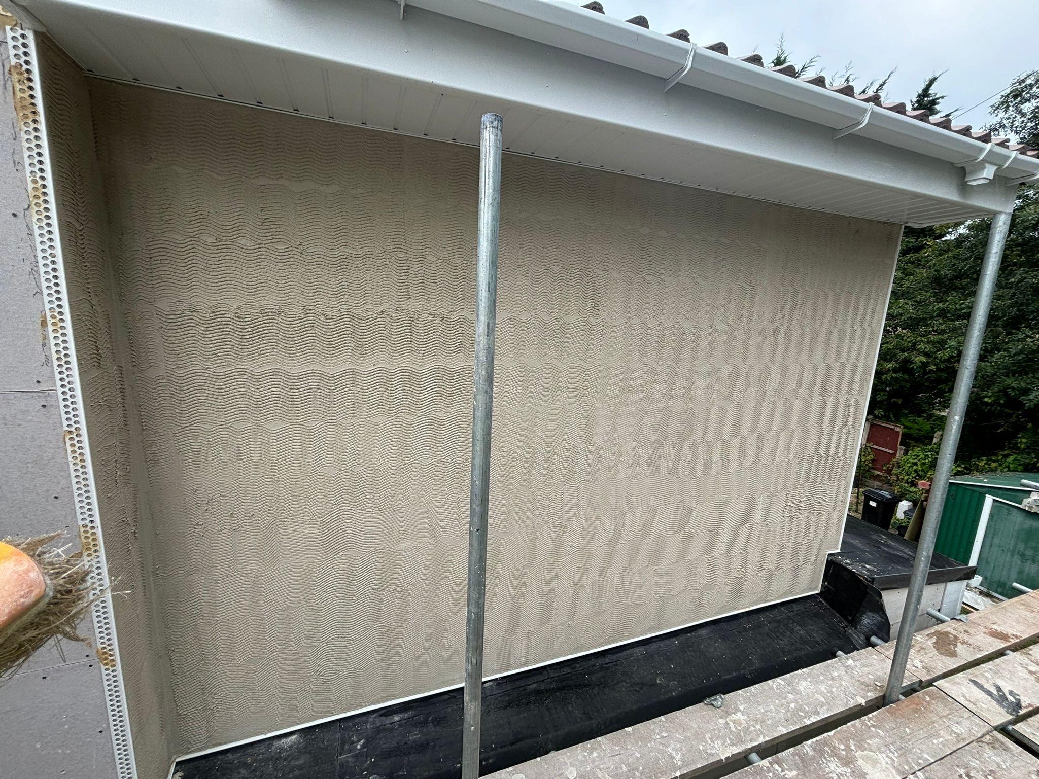 During works of a wall being prepared